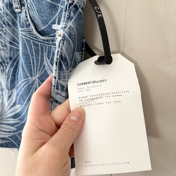 Current Elliot leaf print denim high rise button fly shorts size 23 new - Picture 3 of 6